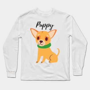yellow puppy dog lover illustration Long Sleeve T-Shirt